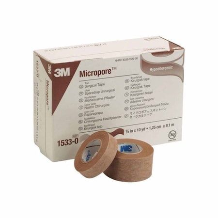 3M Micropore Medical Tape Tan 1/2 Inch X 10 Yard Paper NonSterile, 240PK 1533-0